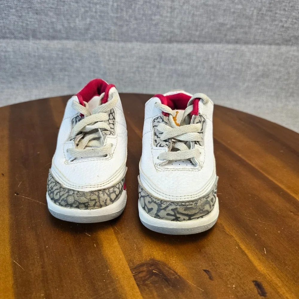 Jordan 3 Retro Cardinal Red Toddler Sneakers White Red 832033-126 Size 6C